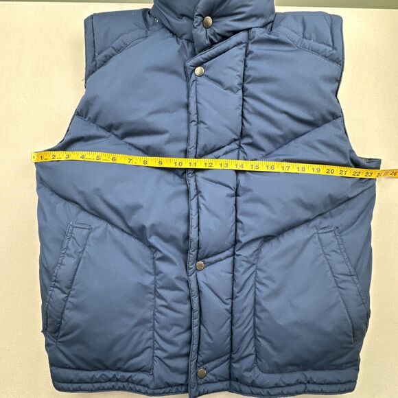VTG St Johns Bay Mens Down Puffer Vest Size Large Blue Quilted Down Insulated - Picture 2 of 16